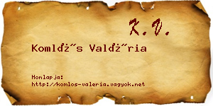 Komlós Valéria névjegykártya